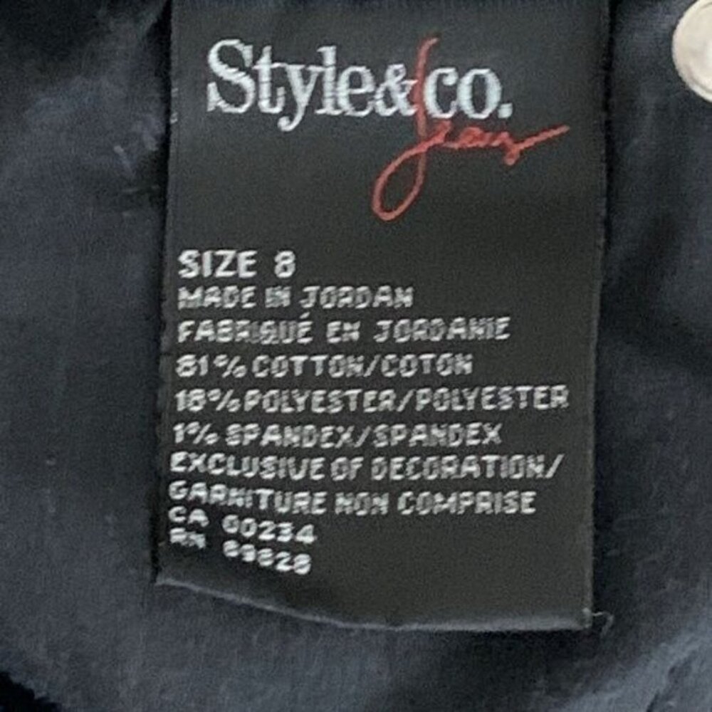 Style and Co Jeans Womens Sz 8 Medium Straight Leg Stretch Denim Pants Dark Blue - Picture 10 of 11